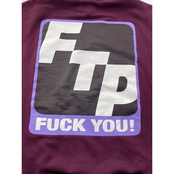 FTP F You Hoodie Mens L Burgundy Streetwear Underground Skate Sweatshirt 2018 - Picture 6 of 7